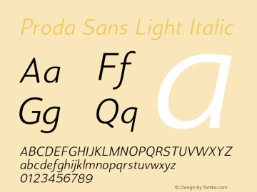 ProdaSans-LightItalic Version 1.002图片样张