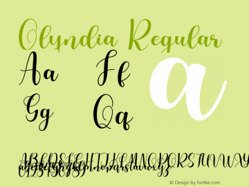 Olyndia Version 1.00;August 5, 2020;FontCreator 12.0.0.2567 32-bit图片样张