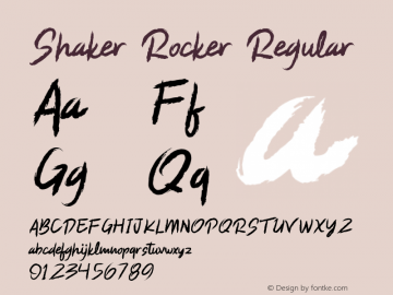 Shaker Rocker Version 1.00;August 6, 2020;FontCreator 13.0.0.2668 64-bit Font Sample