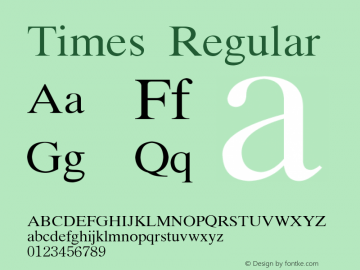 Times 常规 Version 1.00 June 8, 2018, initial release Font Sample
