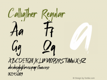 Calligther Version 1.00;July 25, 2020;FontCreator 11.5.0.2422 64-bit图片样张