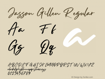 Jasson Gillen Version 1.00;August 12, 2020;FontCreator 12.0.0.2552 64-bit图片样张