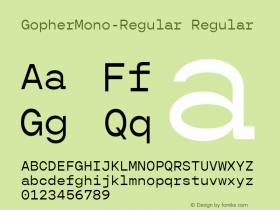 Gopher Mono Regular Version 1.001;hotconv 1.0.109;makeotfexe 2.5.65596;com.myfonts.easy.adam-ladd.gopher-mono.regular.wfkit2.version.5yo3 Font Sample