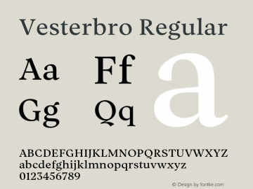 Vesterbro Version 1.500 Font Sample