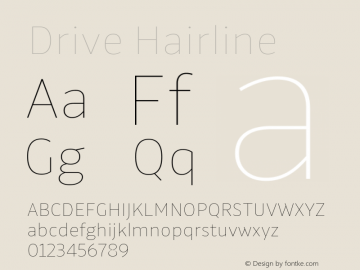 Drive Hairline Version 1.350 Font Sample