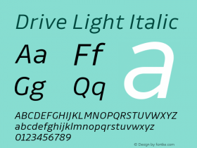 Drive Light Italic Version 1.350 Font Sample