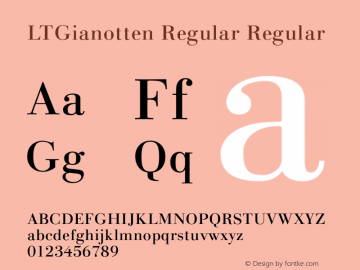 LTGianotten Regular Regular Version 1.0; 2000; initial release Font Sample