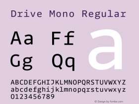 Drive Mono Version 1.300 Font Sample