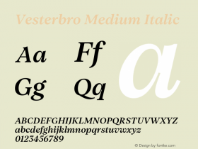 Vesterbro Medium Italic Version 1.500 Font Sample