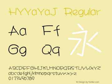 HYYaYaJ 2002-1.0 Font Sample