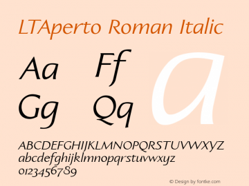 LTAperto Roman Italic Version 1.0; 2000; initial release图片样张