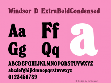 Windsor D ExtraBoldCondensed Version 001.005 Font Sample