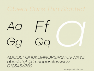 Object Sans Thin Slanted Version 1.000;PS 001.000;hotconv 1.0.88;makeotf.lib2.5.64775 Font Sample