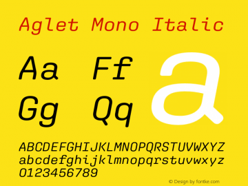 AgletMono-Italic Version 1.001图片样张