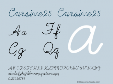 Cursive25 Version 001.000 Font Sample