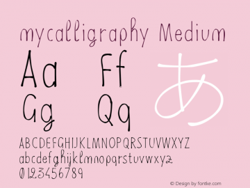 mycalligraphy Version 001.000 Font Sample