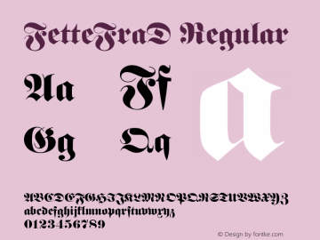 FetteFraD Regular Version 001.005 Font Sample