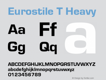 Eurostile T Heavy Version 001.005 Font Sample