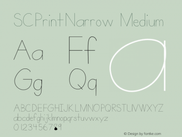 SCPrintNarrow Version 001.000 Font Sample