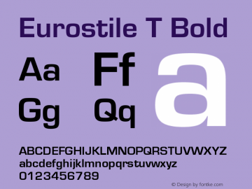 Eurostile T Bold Version 001.005 Font Sample