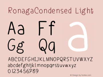 RonagaCondensed-Light Version 001.000 Font Sample
