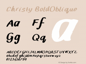 Christy-BoldOblique Version 001.000 Font Sample