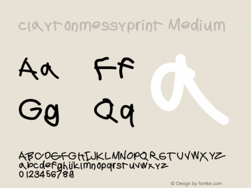 claytonmessyprint Version 001.000 Font Sample