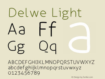 Delwe-Light Version 001.000 Font Sample