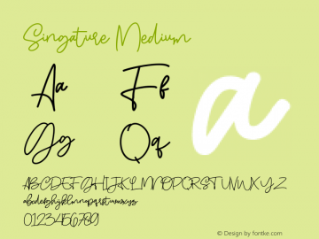 Singature Version 001.000 Font Sample