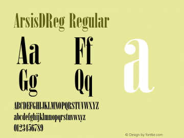 ArsisDReg Regular Version 001.005 Font Sample