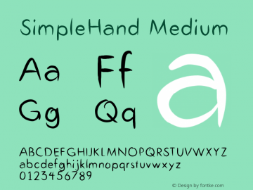 SimpleHand Version 001.000 Font Sample