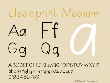 cleanprint Version 001.000 Font Sample