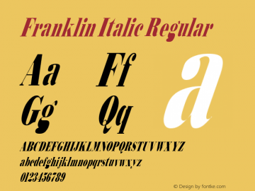 Franklin Italic Regular Unknown Font Sample