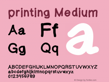 printing Version 001.000 Font Sample