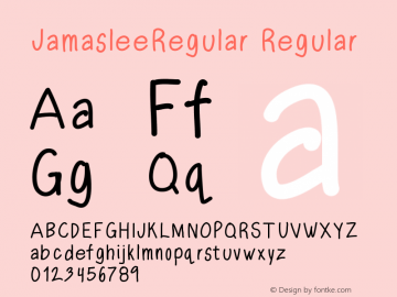 JamasleeRegular Version 001.000 Font Sample