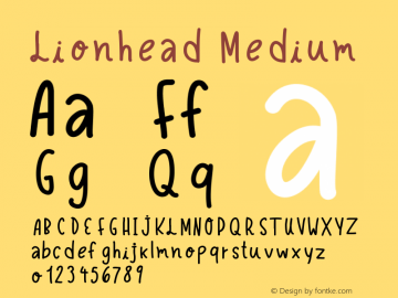 Lionhead Version 001.000 Font Sample