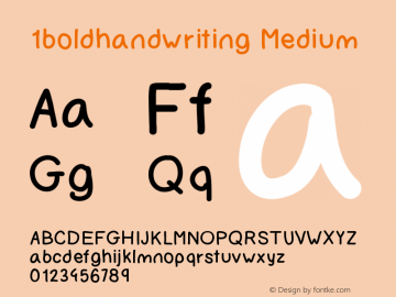 1boldhandwriting Version 001.000 Font Sample