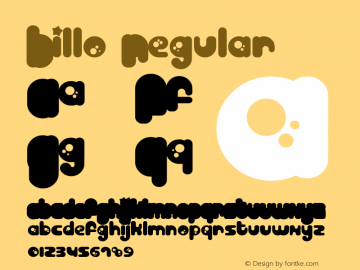 Billo Regular Macromedia Fontographer 4.1.3 4/27/01 Font Sample