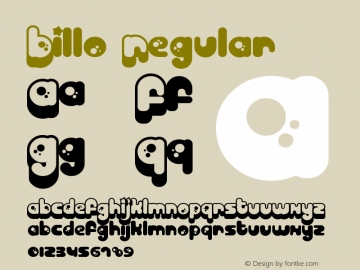 Billo Regular Macromedia Fontographer 4.1.3 3/17/02 Font Sample
