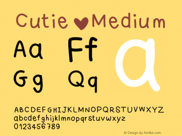 Cutie Version 001.000 Font Sample