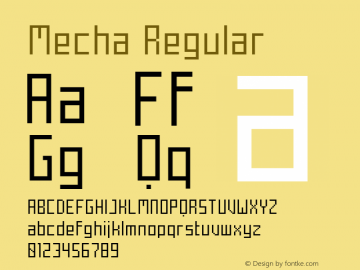Mecha Regular Version 1.0 Font Sample