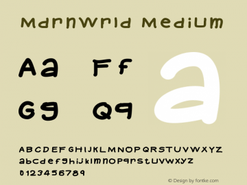 MdrnWrld Version 001.000 Font Sample