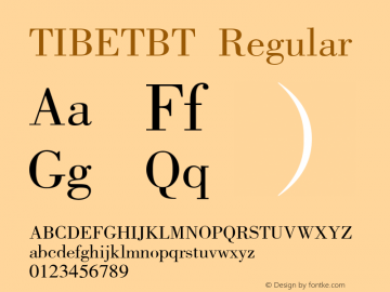TIBETBT Regular Version 1.0; 2000; initial release Font Sample