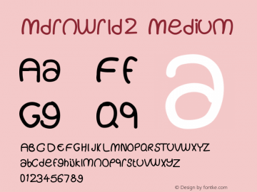 MdrnWrld2 Version 001.000 Font Sample