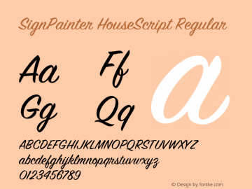 SignPainter HouseScript Regular Version 1.00 Font Sample