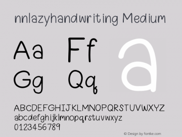 nnlazyhandwriting Version 001.000 Font Sample