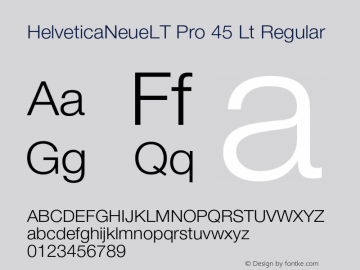 HelveticaNeueLT Pro 45 Lt Regular Version 1.300;PS 001.003;hotconv 1.0.38图片样张