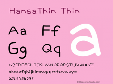 HansaThin Version 001.000 Font Sample