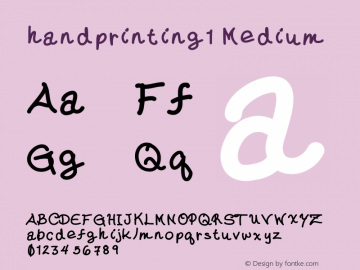 handprinting1 Version 001.000 Font Sample