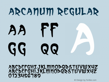 Arcanum Regular Macromedia Fontographer 4.1 5/8/01 Font Sample